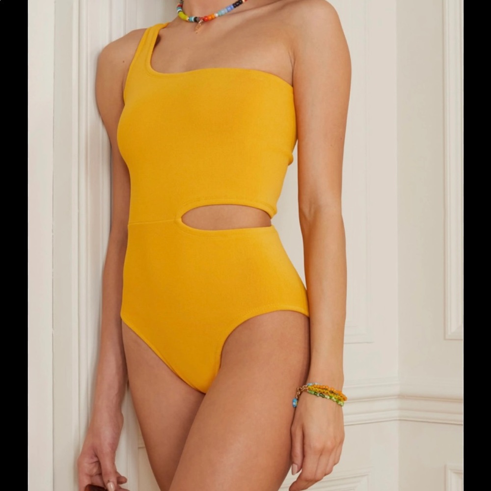 Hunza G Orange One Shoulder Cutout One Piece